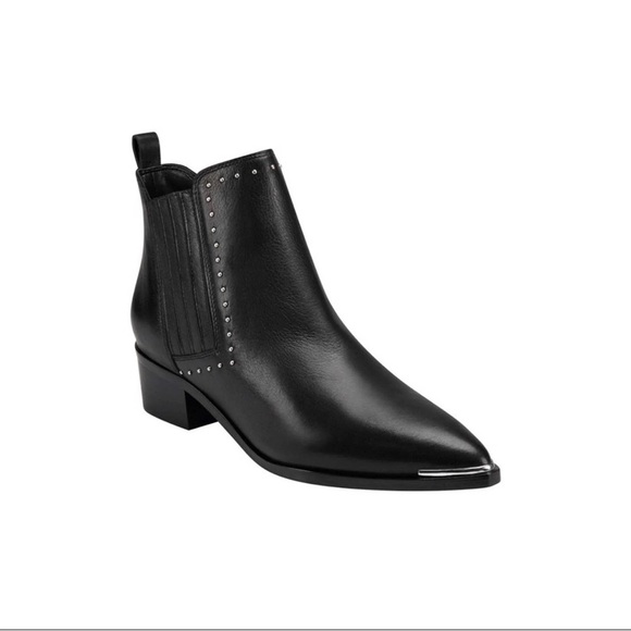 MARC FISHER Black Leather Yami Chelsea Studded Ankle Booties Size 8 - Picture 1 of 14